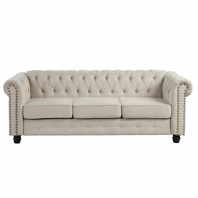 Gilles 82” Rolled Arm Chesterfield Sofa