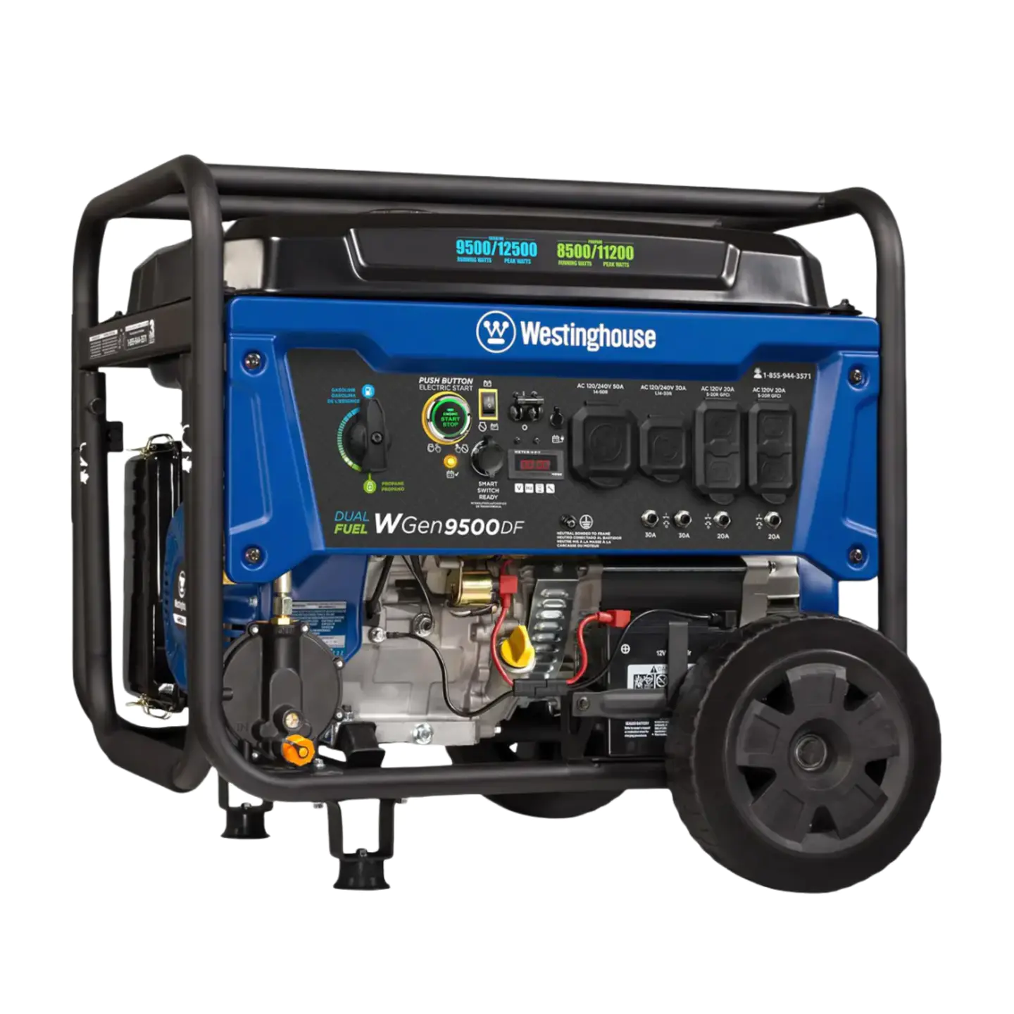 Westinghouse 12500 Watt Dual Fuel Home Backup Portable Generator, Remote Electric Start, Transfer Switch Ready, Gas and Propane Powered