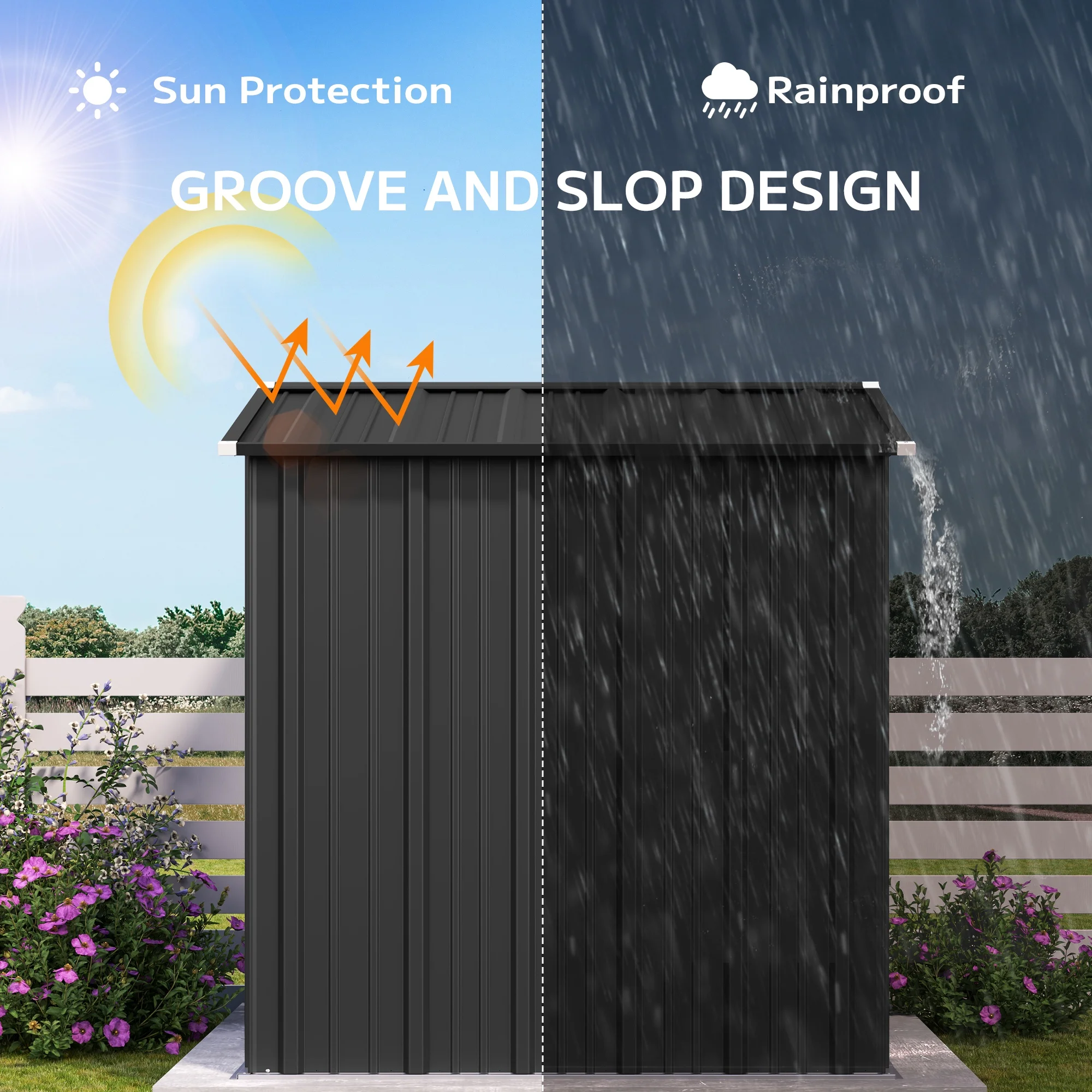 6x4FT Metal Outdoor Storage Shed, Garden Tool Shed with Lockable Doors & Slooping Roof for Backyard,Patio,Dark Grey