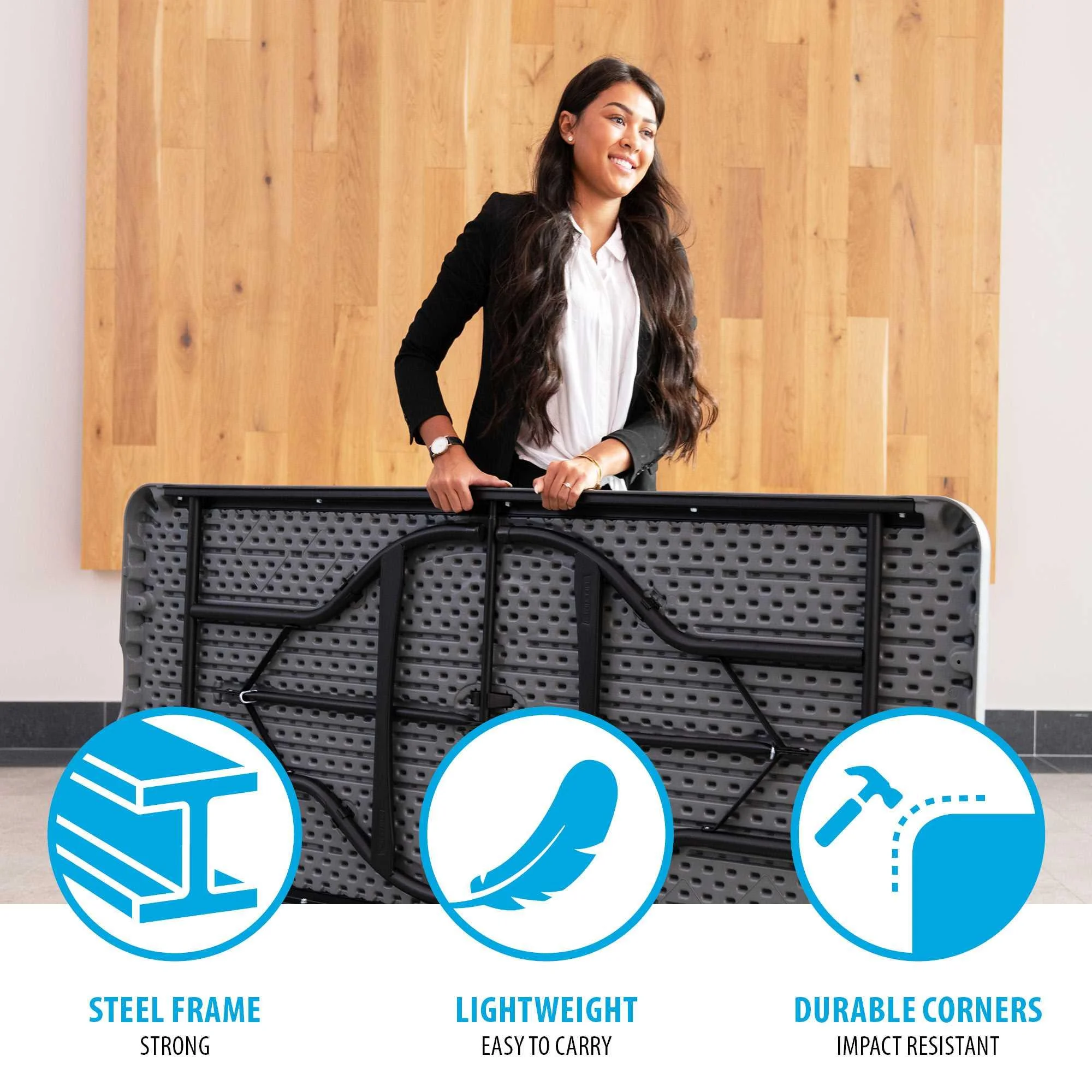 Lifetime 6 Foot Rectangle Folding Table, Indoor/Outdoor Commercial Grade, Black (280350)