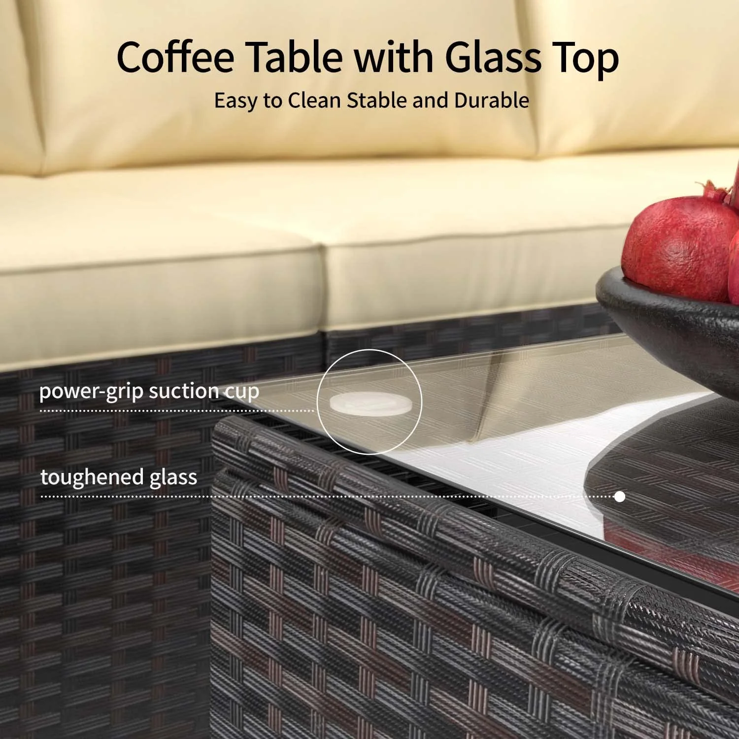 Patio Furniture Set, Lofka 7 Piece Outdoor Sectional Furniture Chair Set with Cushions and Coffee Table, Gray