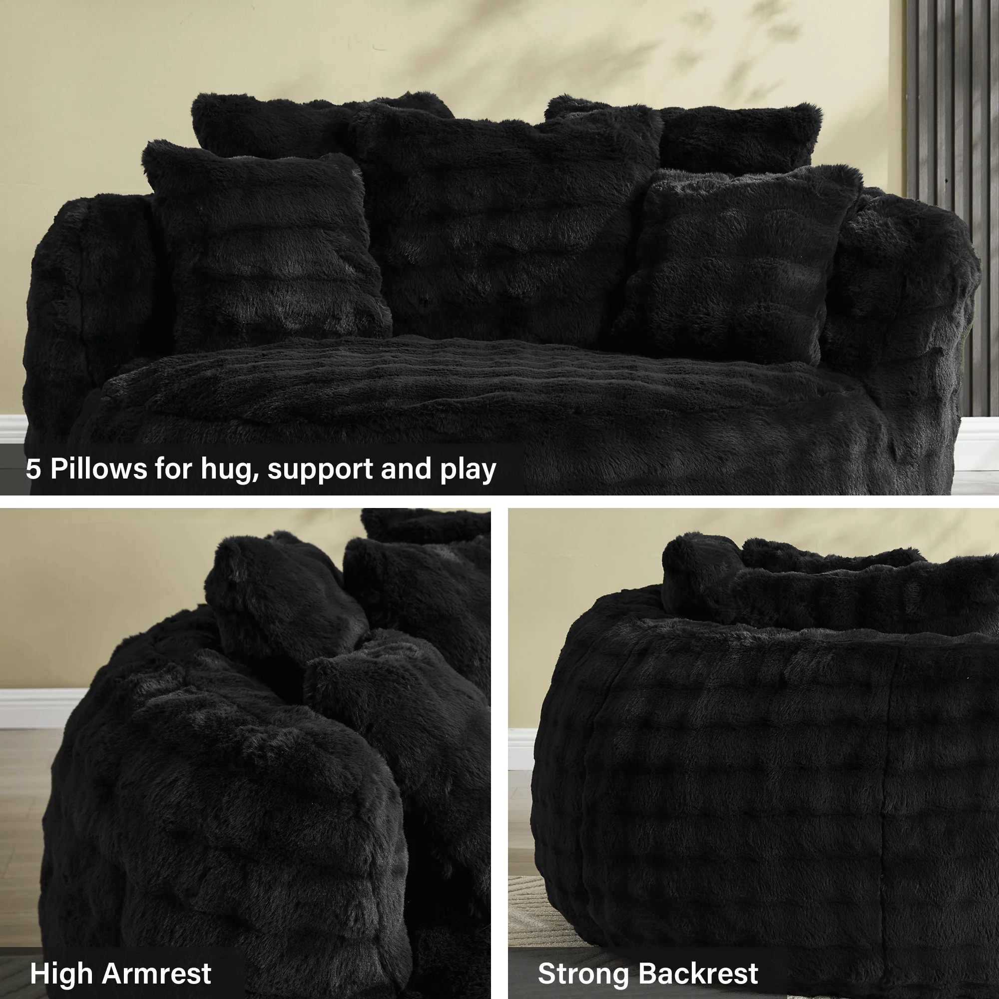 Wiilayok 58'' Oversized Chaise Lounge Chair Indoor,Thickened Backrest Sleeper Sofa Couch with Soft Pillows for Living Room, Gray