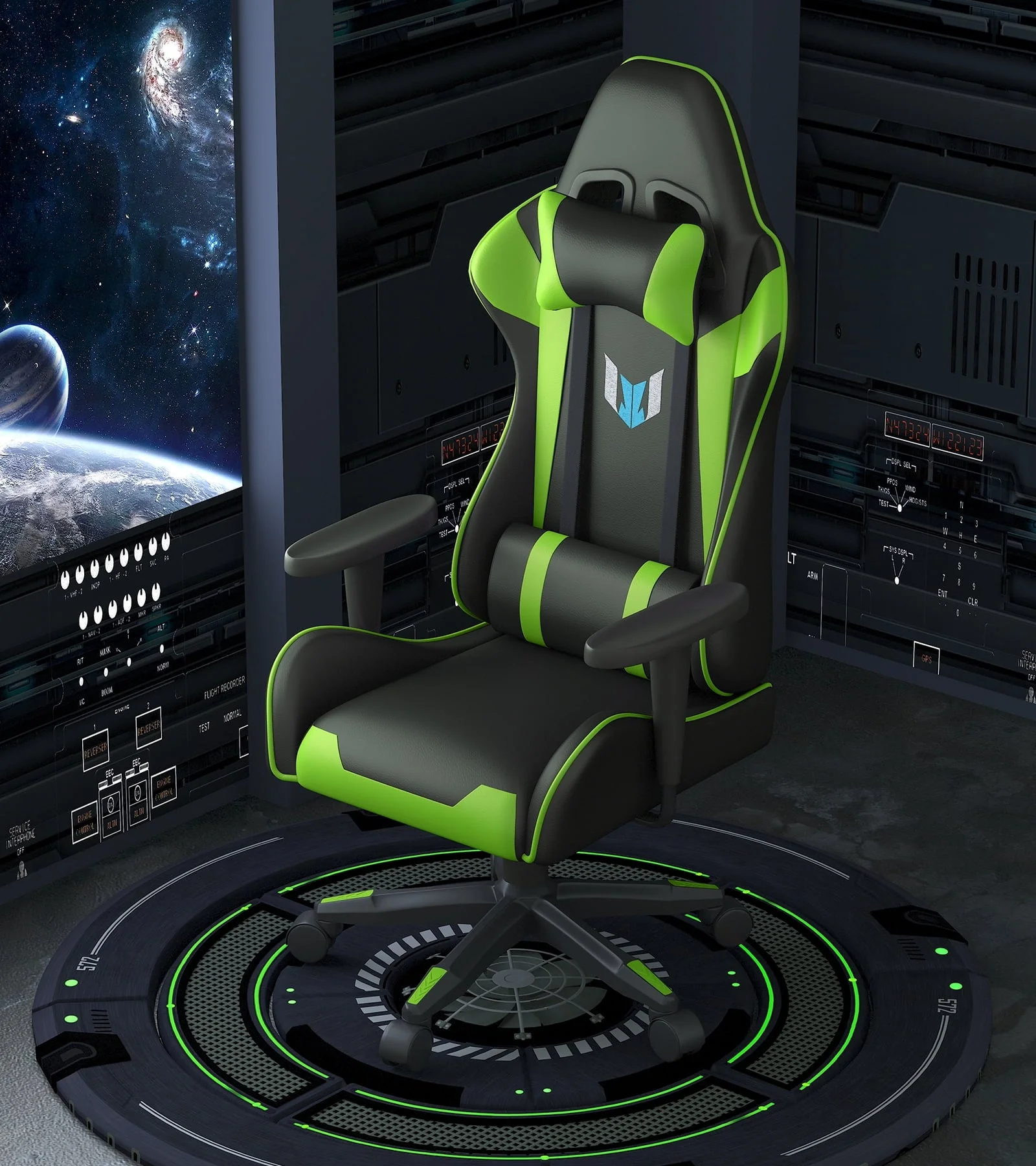 Bigzzia Gaming Chair Pu Leather Office Chair with Ergonomic Lumbar Pillow, Reclining Racing Game Chair Backrest and Seat Height Adjustable Swivel Recliner,Esports Chair with Headrest