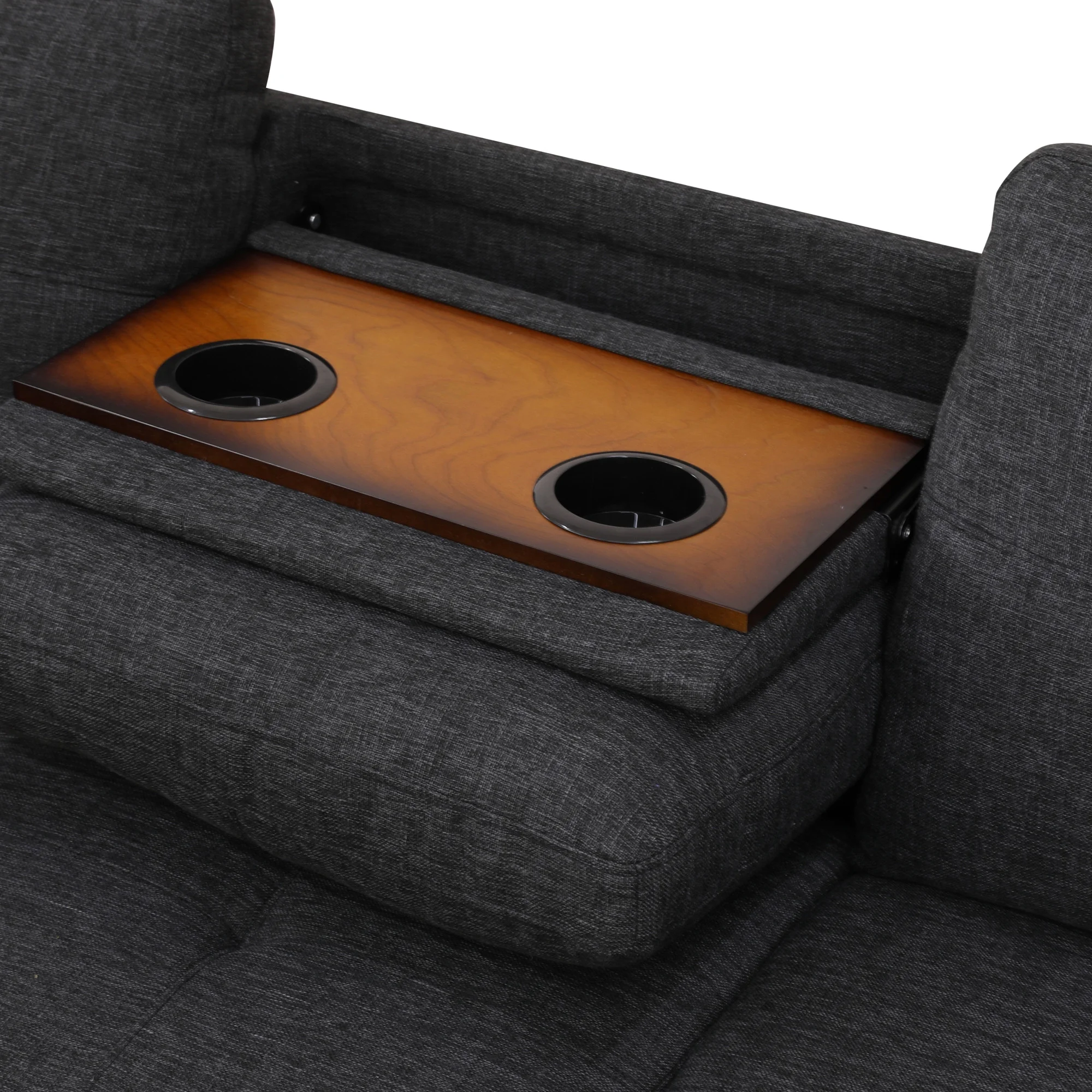 Aukfa 3 Piece Sectional Sofa, Living Room Couch with Storage Ottoman&Cup Holder, Linen, Left Hand, Black Gray