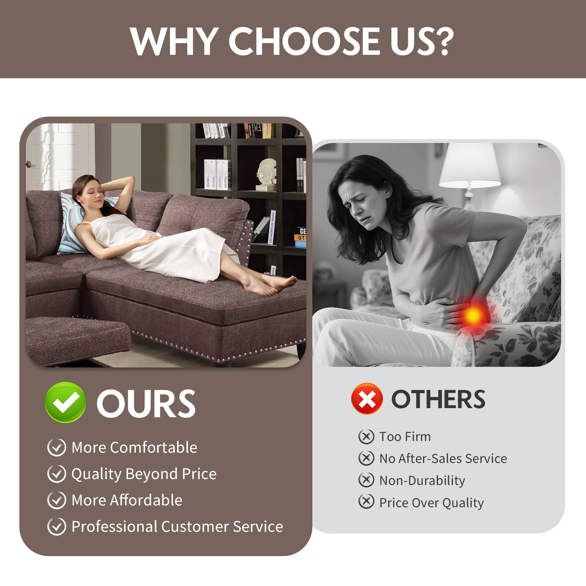 Aukfa 3 Piece Sectional Sofa, Living Room Couch with Storage Ottoman&Cup Holder, Linen, Left Hand, Black Gray