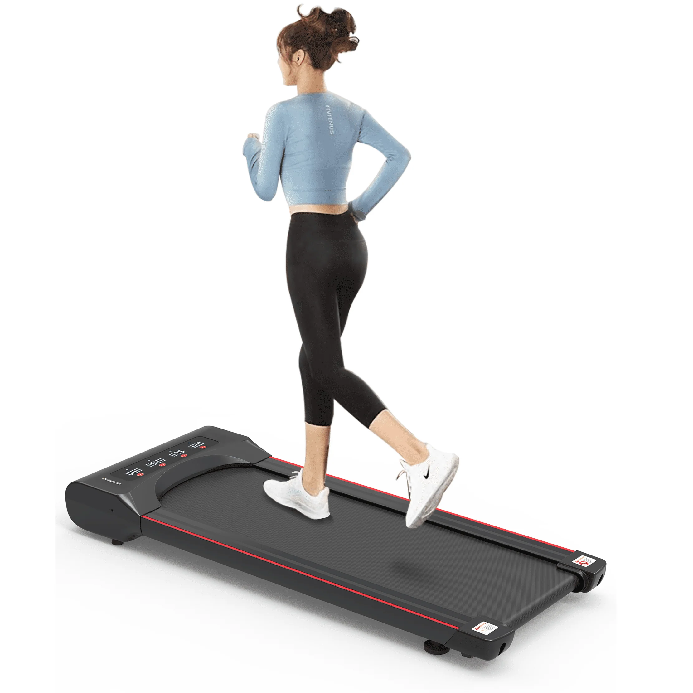 Elitezip Portable Jogging Treadmill with Walkingpad, Exercise Mini Treadmill for Home Office, Cardio Runner Machine, 2.5 Hp, 265 Lbs Weight Capacity, Electric Treadmills, Space Saving, Red