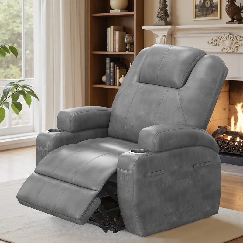 Lacoo power lift electric Massage recliner chair Oversized Single Sofa with Cup Holder for elderly,Black