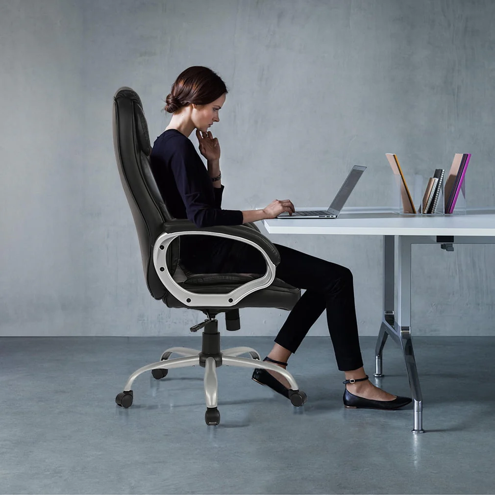 BestOffice Ergonomic Executive High Back PU Leather Office Gaming Massage Chair with Lumbar Support Headrest Armrest Swivel, Metal Base