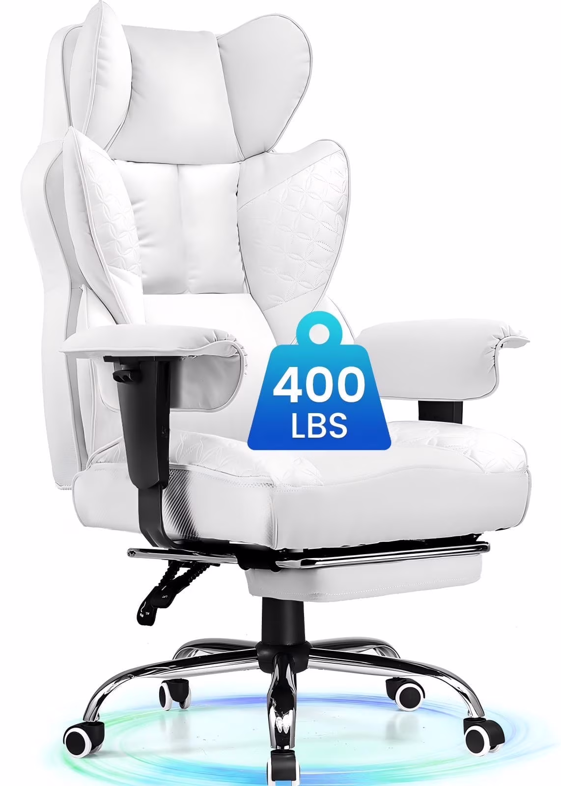 LUCKLIFE Big & Tall Office & Gaming Chair 400LBS Capacity, Wide Ergonomic Seat with Footrest, Adjustable Armrests, Black