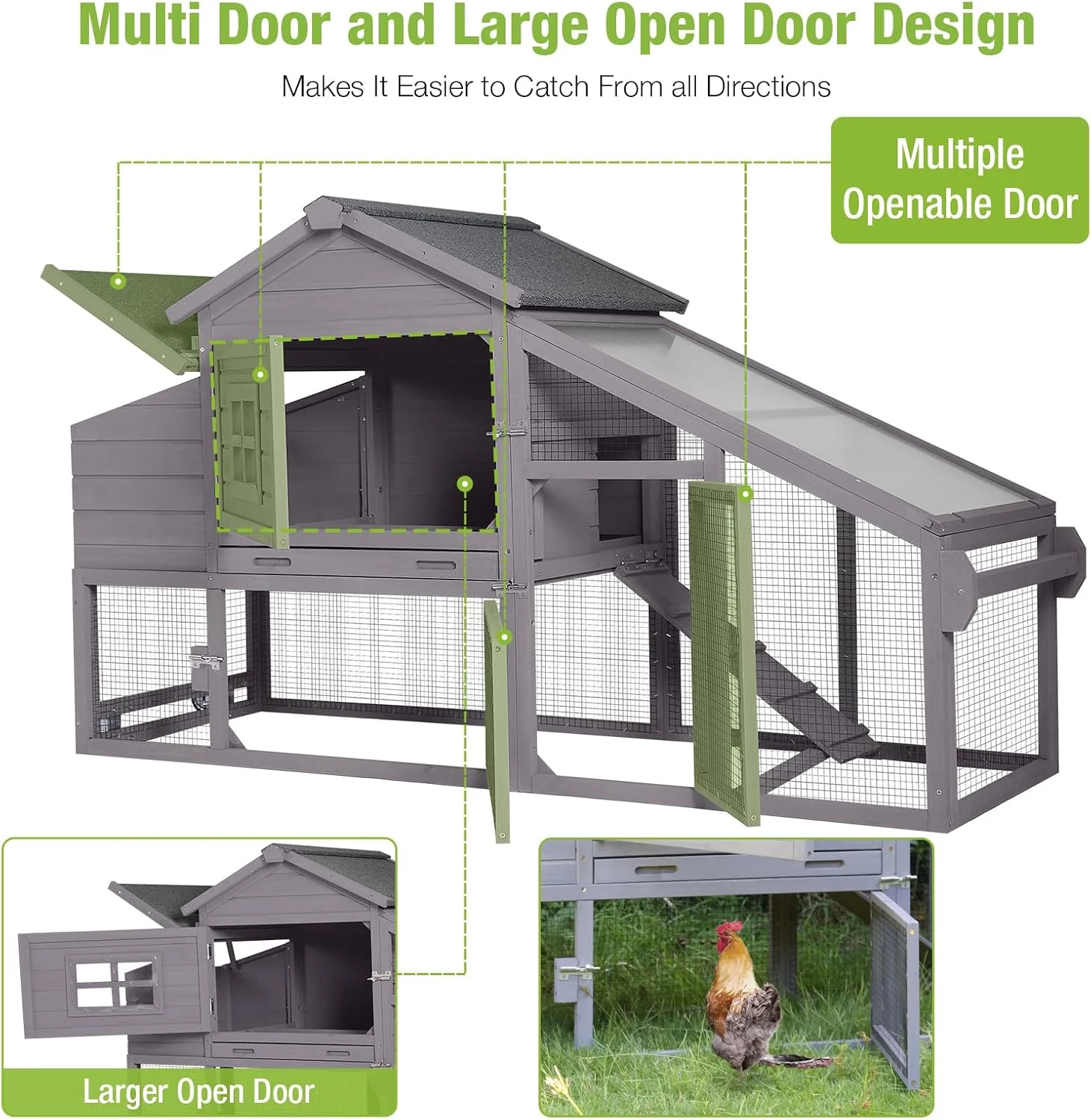 BUTINGLALE Chicken Coop Mobile Chicken House On Wheel Outdoor Rabbit Hutch for 2-4 Chickens 67