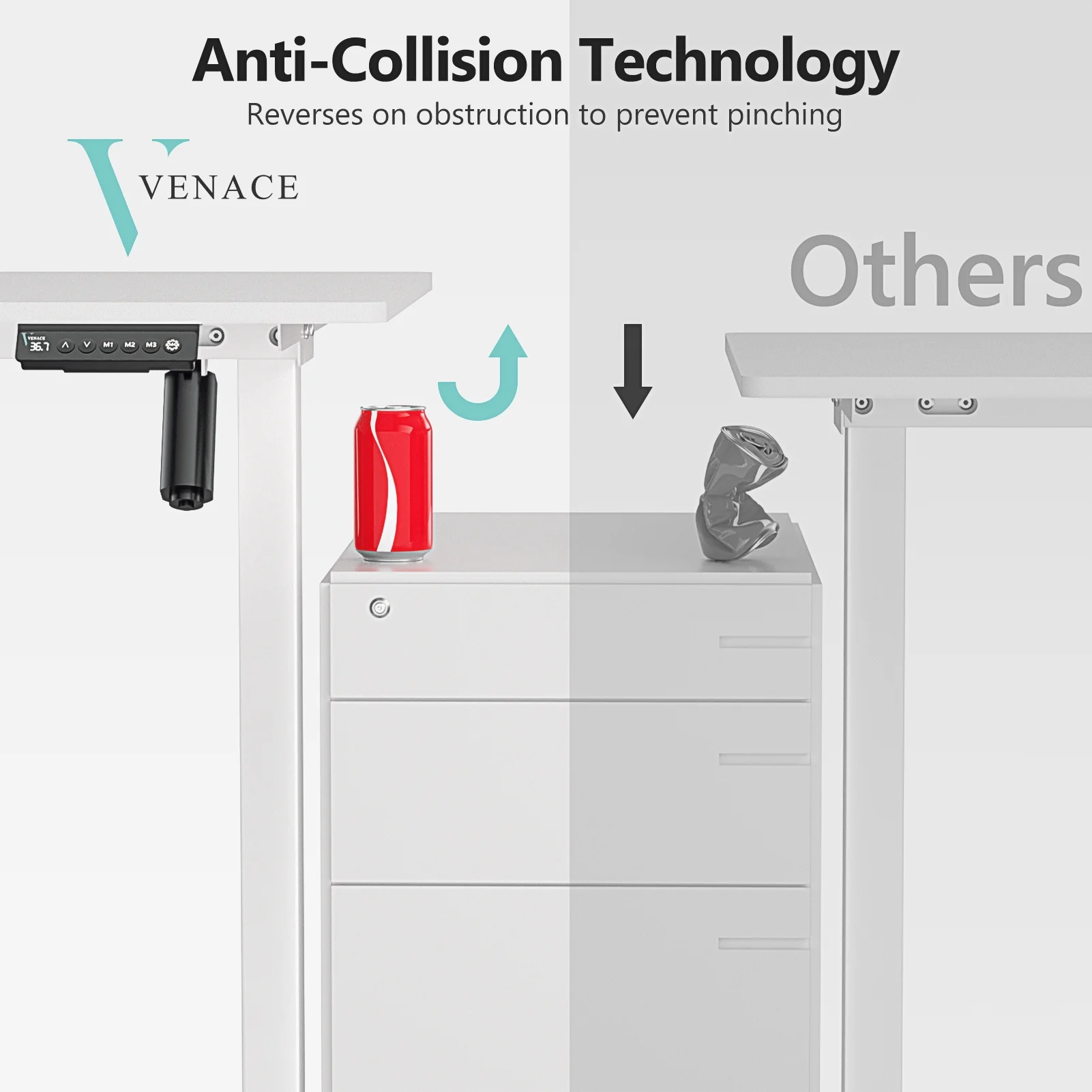 VVENACE Electric Standing Desk Height Adjustable Desk 48 inch 4 Memory Height Ergonomic Sit Stand up Desk for Home Office, White, 2 Split Boards