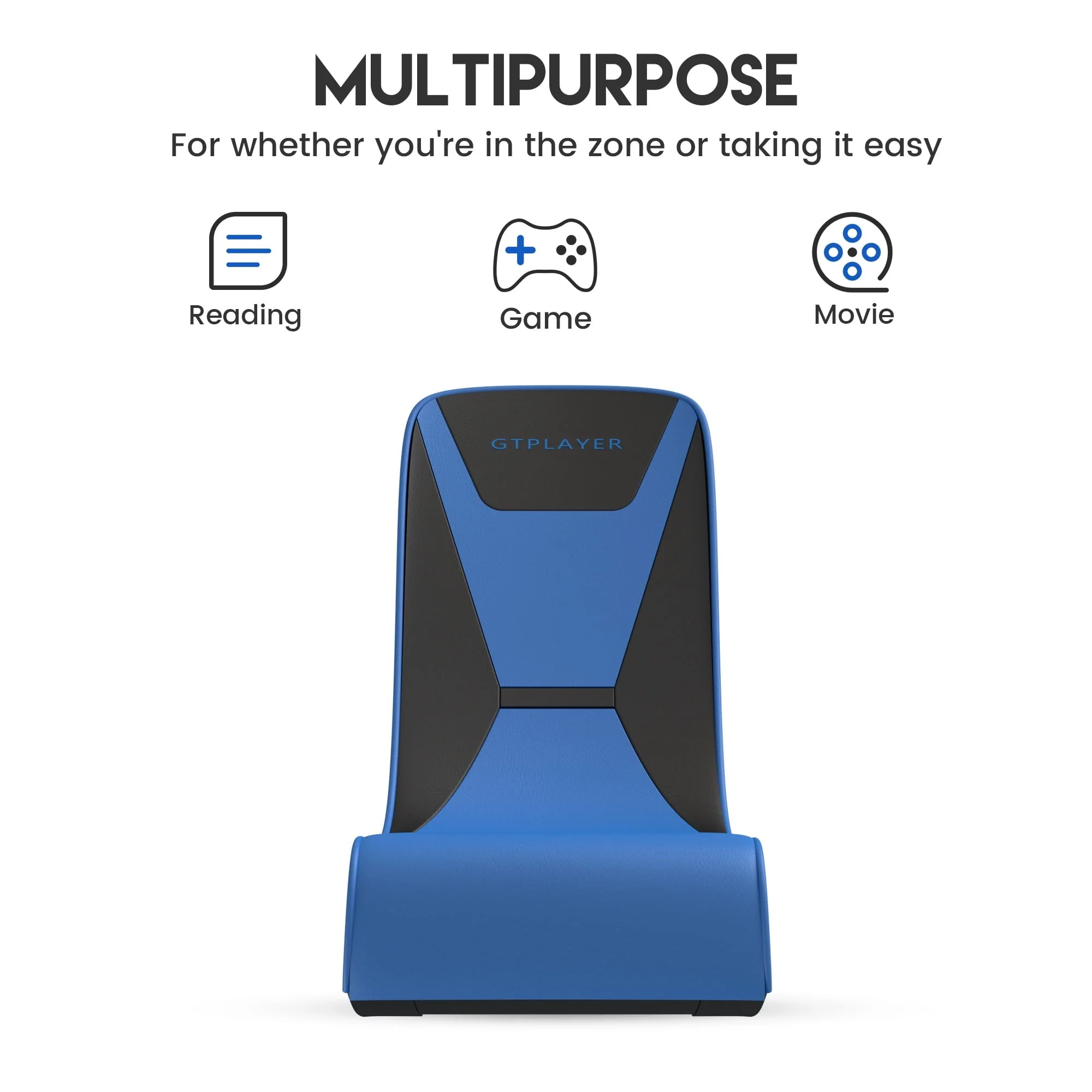 GTRACINGFaux Leather Floor Rocker Video Gaming Chair, Blue