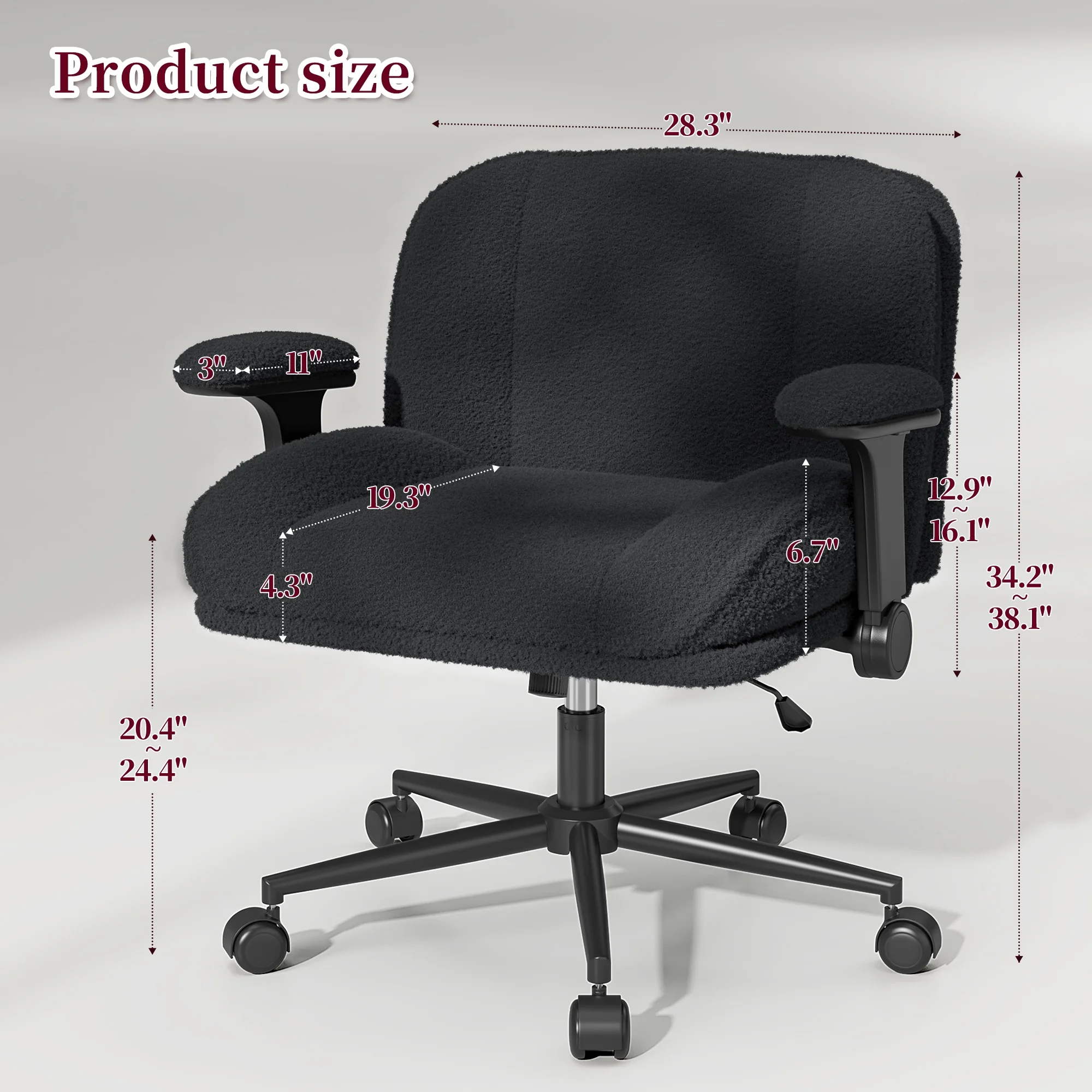 Romorgniz Criss Cross Chair with Adjustable Arms & Lumbar Support Office Chair with Reclining Back, Thick Cushion & Wheels for Office, Gaming, Reading, Vanity, Off-White