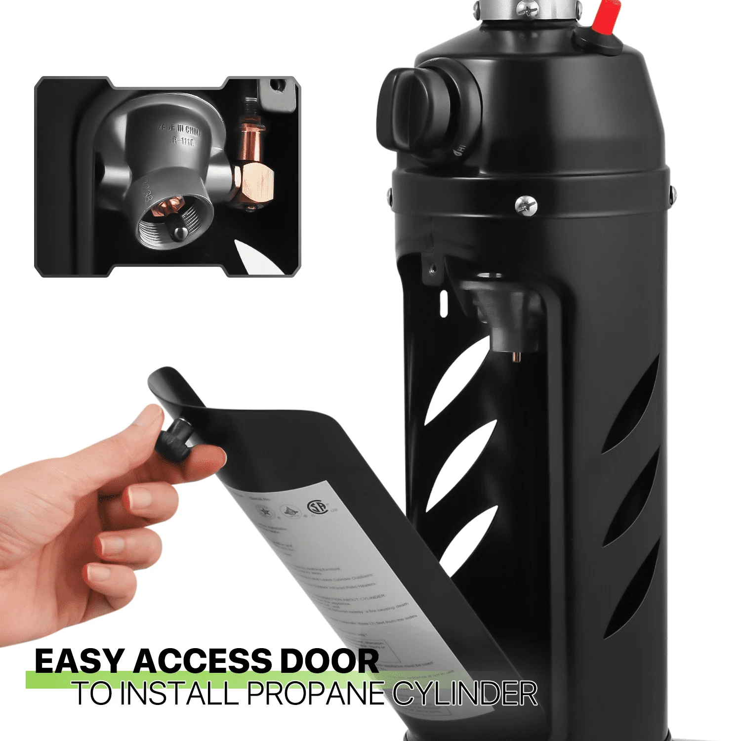 Magshion 11,000 BTU Stainless Steel Patio Heater Portable Propane Gas Standing Tabletop Patio Heater with Pilot Light for Outside Garden, Black