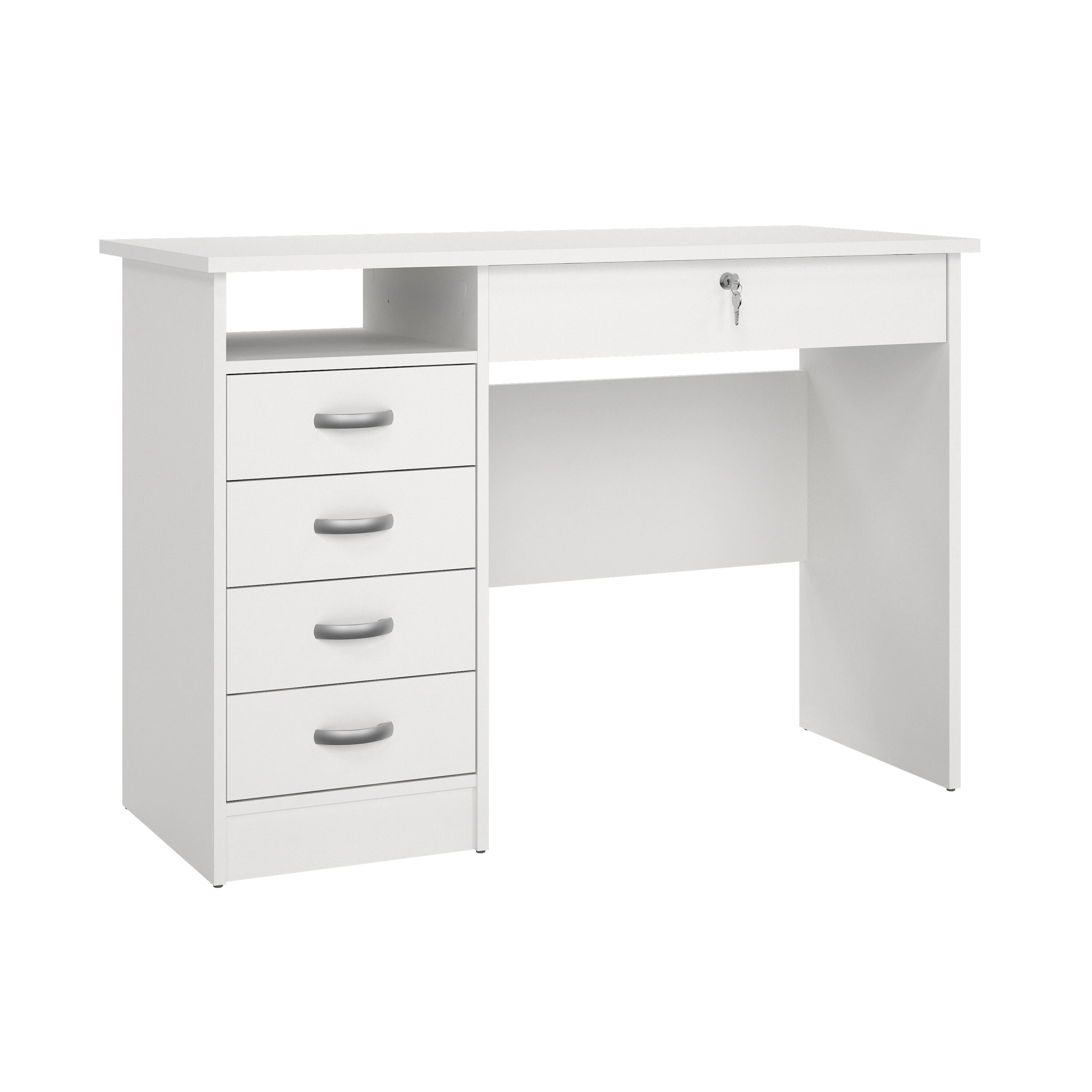 Tvilum Walden 5 Drawer Office Desk with 1 Locking Drawer for Adults, White