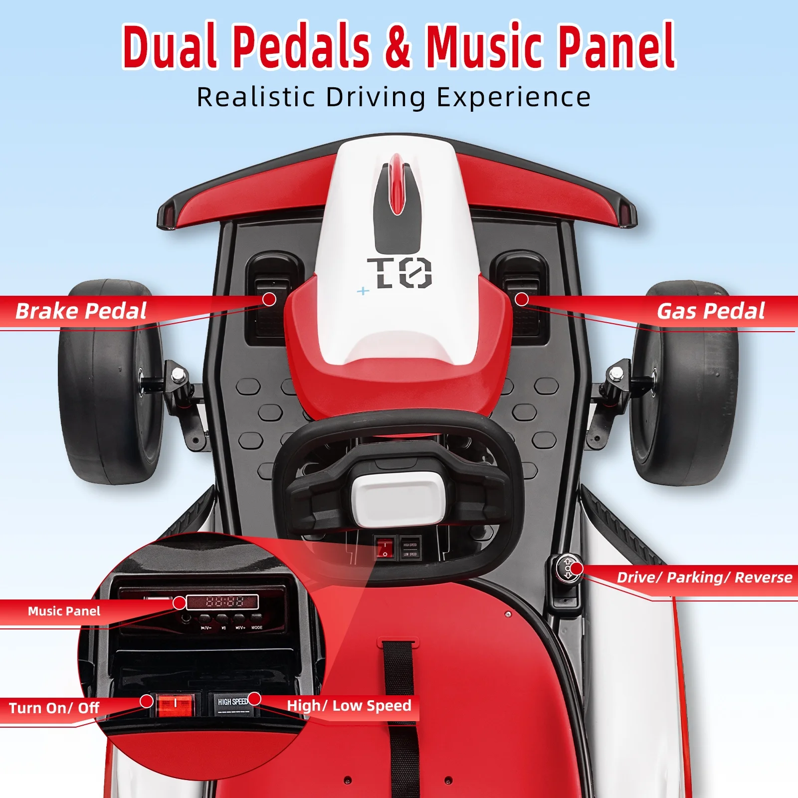 24V  Drift Kart with 2X150W Strong Motor, 7AH Big Battery, Electric Pedals, Electric Go Kart Outdoor Race Toy