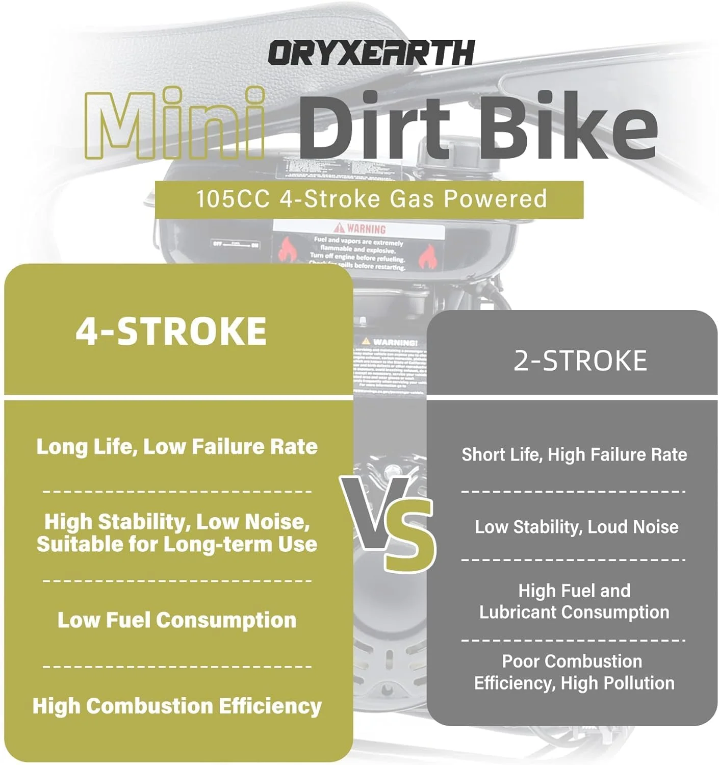 Oryxearth Mini Gas Bike, 105cc 4-Stroke Dirt Off Road Trail, 24mph, Weight Support 165 LBS, Red