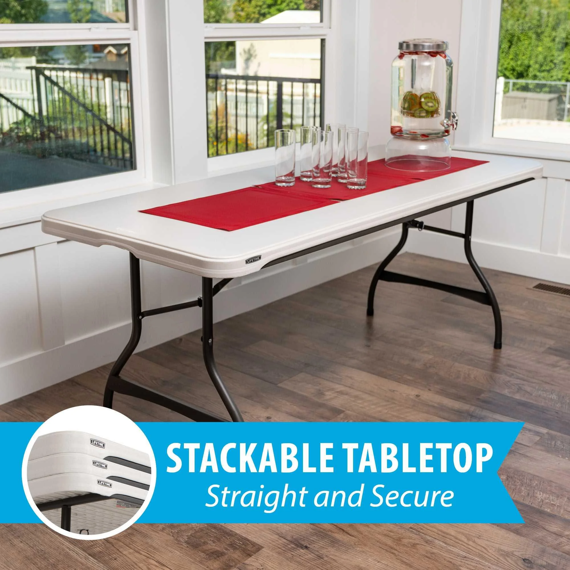 Lifetime 6 Foot Rectangle Folding Table, Indoor/Outdoor Commercial Grade, Black (280350)